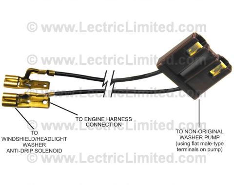 Lectric Limited 1969 Chevrolet Corvette Windshield Washer Pump Adapter Harness VWH6900CKA