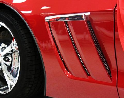 American Car Craft 2010-2013 Grand Sport Corvette - Laser Mesh Side Vent Grilles 6Pc, Stainless Steel 042082