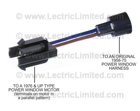 Lectric Limited 1957-1975 Buick / Cadillac / Chevrolet / Oldsmobile / Pontiac Power Window Motor Adapter Harness VPW7682CKB