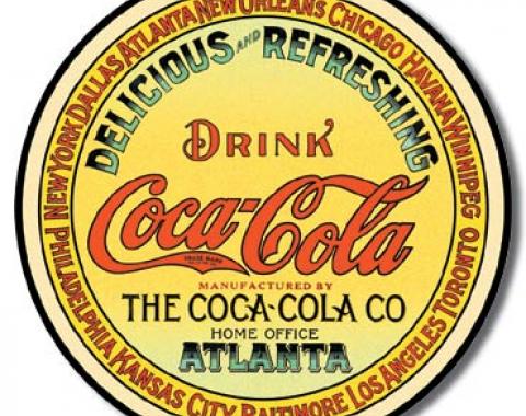 Tin Sign, COKE - Round Keg Label