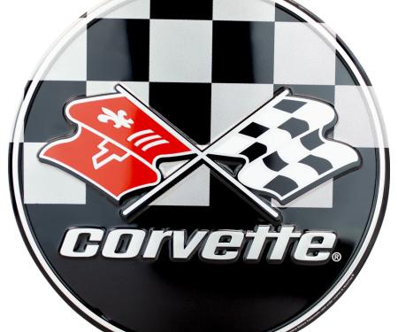 Chevrolet Corvette with Racing Flags Circle Sign