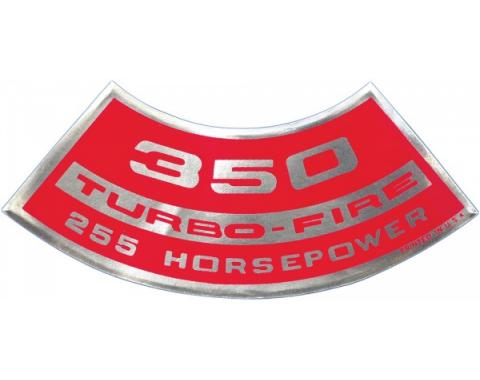 Corvette Air Cleaner Decal, 350ci/255HP, 1972