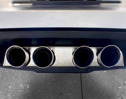 American Car Craft 2005-2013 C6 Corvette - Polished Exhaust Filler Panel, Corsa 4.0 Quad Tips, Stainless Steel 042013