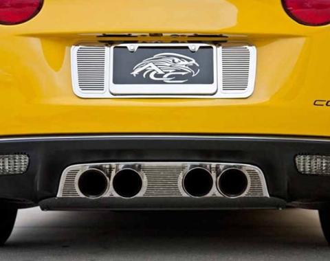 American Car Craft 2005-2013 C6 Corvette - Billet Style Exhaust Filler Panel for STOCK Exhaust, Polished Stainless Steel 042126