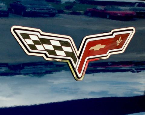 American Car Craft 2005-2013 C6 Corvette Convertible only - Waterfall Trim Ring for Emblem, Polished Stainless Steel 041032