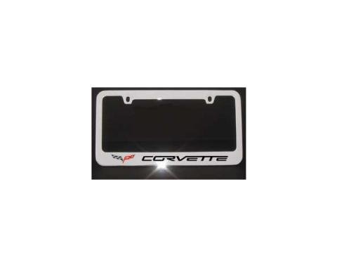 Corvette Elite License Frame, 05-13 Corvette Word with Single Logo