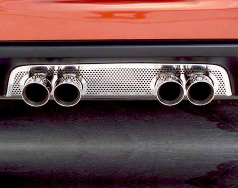 American Car Craft 2005-2013 C6 Corvette - Perforated Exhaust Filler Panel, Stock, Polished Stainless Steel 042002