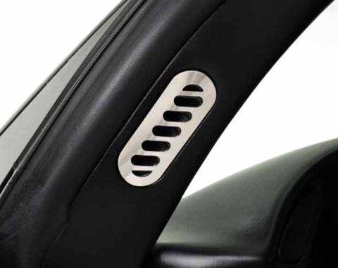 American Car Craft 1997-2004 C5/Z06 Corvette - Pillar Vent Covers 2Pc, Brushed Stainless Steel 031030