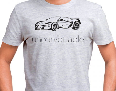 Corvette Depot Uncorvettable Unisex Tee, with 8th Generation Corvette, Ash Gray