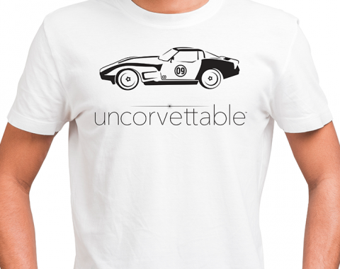 Corvette Depot Uncorvettable Unisex Tee, with 3rd Generation Corvette, White