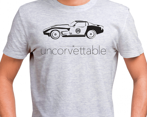 Corvette Depot Uncorvettable Unisex Tee, with 3rd Generation Corvette, Ash Gray