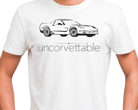 Corvette Depot Uncorvettable Unisex Tee, with 5th Generation Corvette, White