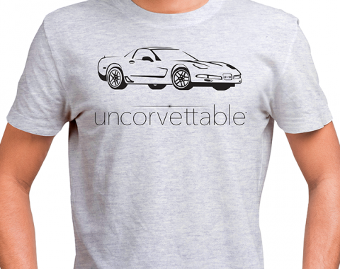 Corvette Depot Uncorvettable Unisex Tee, with 5th Generation Corvette, Ash Gray