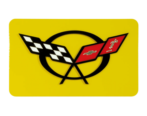 Corvette Exhaust Plate, Millenium Yellow with C5 Logo, 2000-2004