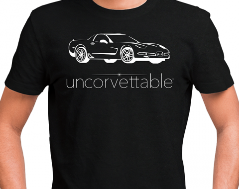 Corvette Depot Uncorvettable Unisex Tee, with 5th Generation Corvette, Black