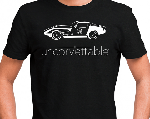Corvette Depot Uncorvettable Unisex Tee, with 3rd Generation Corvette, Black